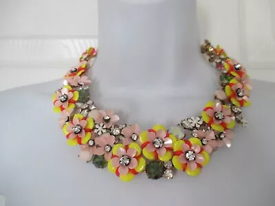 J Crew  Floral Collar Statement Necklace   Garden Flowers • $149.99