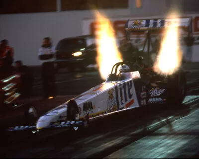 Larry Dixon Miller Lite Top Fuel Car Night Flames 8x10 Glossy Photo #b9 • $2.69