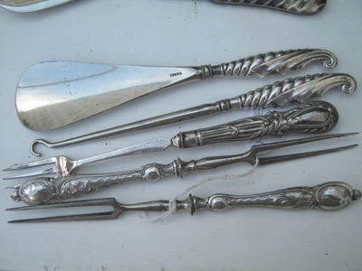 £0.99 • Buy Job Lot Of Unmarked White Metal Silver Coloured Items Fork Button Hook Shoe Horn