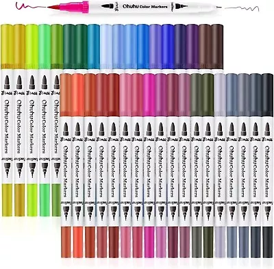 Ohuhu Art Markers Dual Tips Coloring Brush Pen & Fineliner Color Pens 36 Colors • $31.55