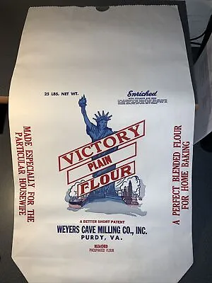 Vintage Adverising Victory Plain Flour Bag Weyers Cave Milling Co Purdy Va 1940 • $5
