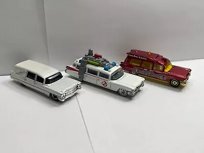 1/64 Matchbox Lot Of 3 Hearse Cars (63 Ambulance Cadillac Hearse 59 Ecto 1) • $20