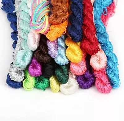 24M Nylon Cord Thread Chinese Knot Macrame Rattail DIY Bracelet Braided 1mm • £1.19