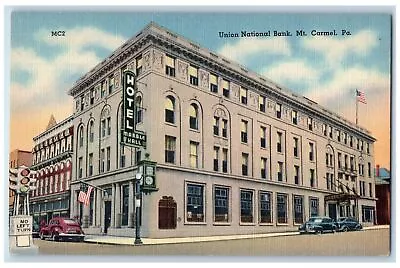 C1940s Union National Bank Exterior Mt. Carmel Pennsylvania PA Unposted Postcard • $6.47