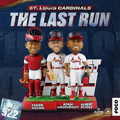 Wainwright/Molina/Pujols ST. LOUIS CARDINALS Legends LAST RUN 5” Bobblehead NIB! • $300