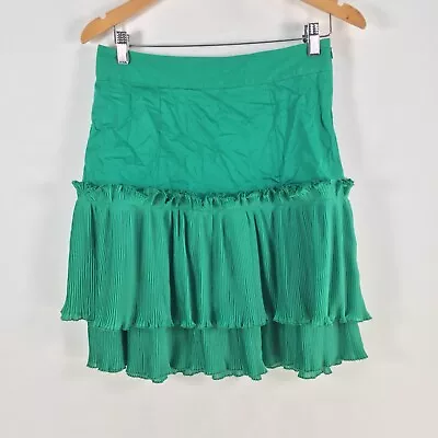 Tigerlily Womens Skirt Size 12 Flare Cotton Zip Green 072878 • $29.95