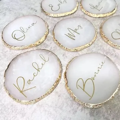 £5.99 • Buy Personalised Resin Style Agate Coaster Wedding Favour Jewellery Tray Present Her