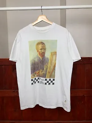 Vans X Van Gogh Street Art White Printed T Shirt Graphic Fashion Tee Size M • $44.99