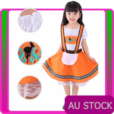 Girls Beer Maid Costume Bavarian Oktoberfest German Child Kids Outfit Skirt • $35.14