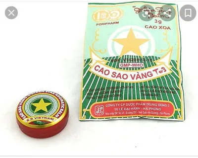 £2.99 • Buy 2 Golden Star Tiger Balm Vietnamese Cao Sao Vang 3g UK Stock SPECIAL OFFER