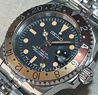 Root Beer! !Vintage Seiko Mod Real GMT Function/40mm Case • $328