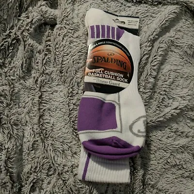 Spalding Men Full Cushion Basketball Socks XL Shoe Sz 13-15 Blister Guard PURPLE • $14.99