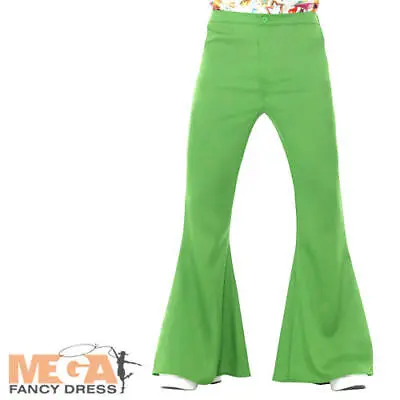 £12.99 • Buy Green Flared Trousers Mens Fancy Dress 60s 70s Groovy Disco Hippy Adults Costume