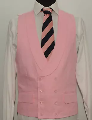 New Vestige London Double Breasted Linen Morning Wedding Waistcoat S 38'' • £59