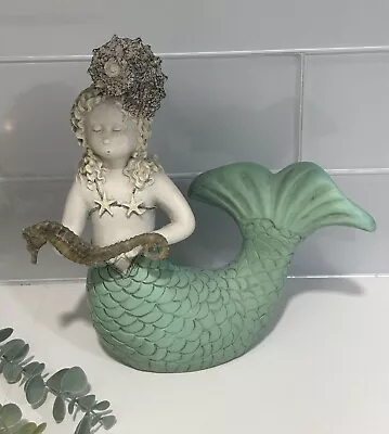 Kneeling Mermaid Figurine Sculpture Plaster Statue Coastal C2C Designs Beautiful • $75