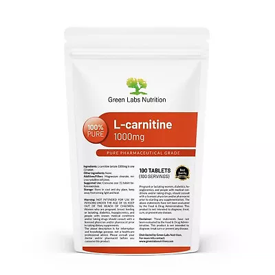 L-Carnitine 1000mg Tablets Strong Fat Burner Metabolism Support Weight Loss • £11.03