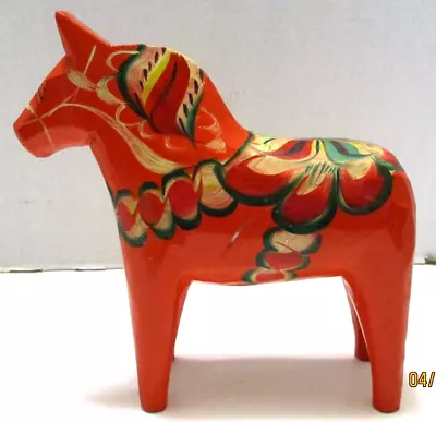 Vintage Swedish Red Dala Horse Tillv. Nils Olsson Akta Dalahemslojd  6.75  Tall • $29.95