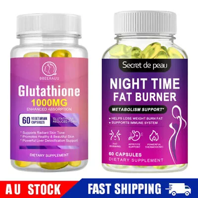 Skin Whitening Lighting Glutathione Capsules|Night Time Fat Burner Supplement • $22.99