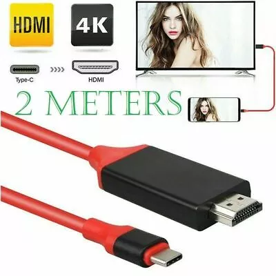 2M Type C To HDMI Cable Converter 4K HDTV USB Adapter For Samsung Galaxy HUAWEI • £5.99