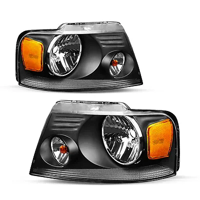 For 2004-2008 Ford F150 Black Housing Headlights Amber Corner Lamps Pair 04-08 • $59.99