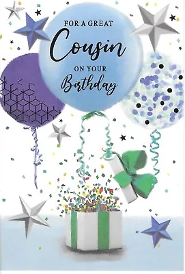 Cousin Male Birthday Greeting Card 7 X5  Balloons • £1.99