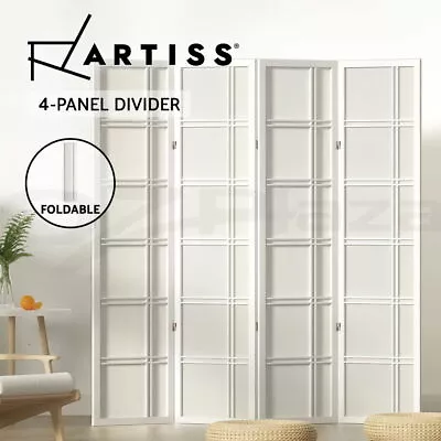 Artiss 4 Panel Room Divider Screen Partition Privacy Wood Stand Nova White • $109.95