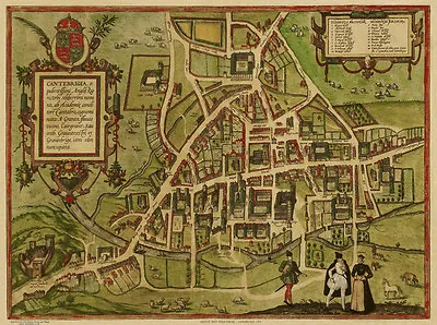 Old Map Cambridge In 1572 City Plan By Georg Braun - Repro Vintage Historical • £18.99