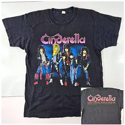 Vintage CINDERELLA Shirt Mens Large Night Songs World Tour 1986 Metal ORIGINAL • $129.95