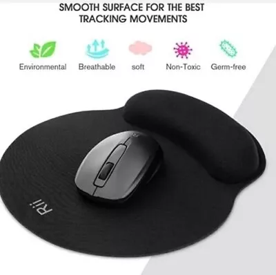 £4.49 • Buy Rii Ergonomic Mouse Mat With Gel Cushion Wrist Support Mouse/Gaming Pad Inc VAT