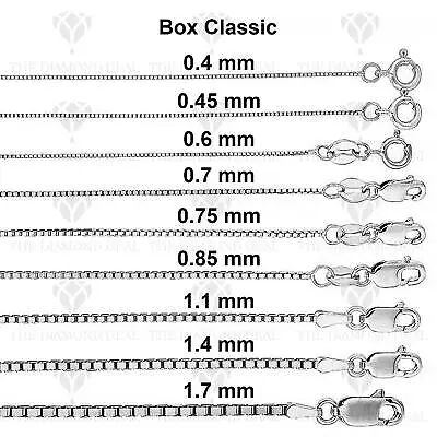 14K Solid White Gold Box Chain Necklace 16  To 30  Inch 0.5mm To 1.4mm • $825