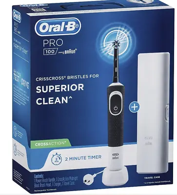 $42 • Buy Oral-B PRO 100 CROSSACTION Rechargeable Electric Toothbrush Midnight Black