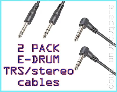 2x Pack Roland Yamaha Alesis Stereo Electronic Drum Cables Leads TRS 2m #2 • £7.59