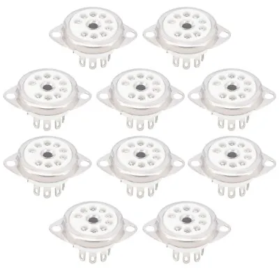 $11.99 • Buy 10PCS Ceramic B9A Silver-Plated 9Pin Vacuum Tube Socket Panel Chassis Mount Foh