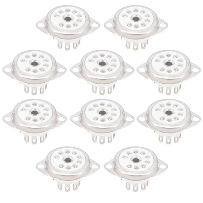 $11.99 • Buy 10PCS Ceramic B9A Silver-Plated 9Pin Vacuum Tube Socket Panel Chassis Mount Foh
