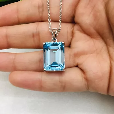 Dazzling Blue Topaz Gemstone 925 Sterling Silver Handmade Pendant A-171 • $16.66