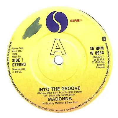 Madonna Into The Groove UK 7  Vinyl Record Single 1985 W8934 Sire 45 VG+ • $4.20