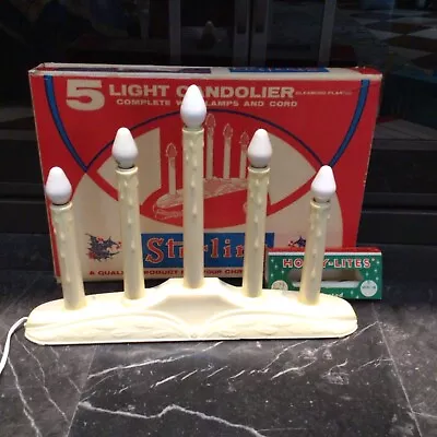 Vtg Sterling Christmas 5 Light Candolier Electric Candles Original Box W Orange • $22