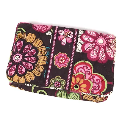 Vera Bradley Mod Floral Bifold Wallet Kiss Lock Pouch Pink Brown • $16.99