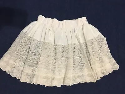 Vintage Short Underskirt Half Slip Cotton Lace Handmade S/M • $19.99
