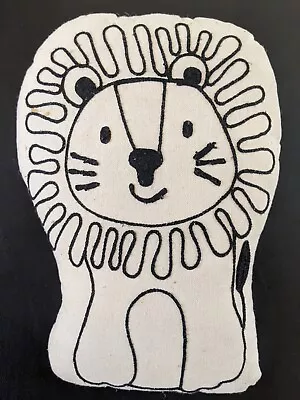 Mid Century STYLE Embroidered Lion Throw Pillow Plush Cute Nursery Children's • $18.95