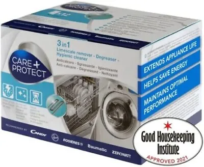 CARE + PROTECT 3in1 WASHING MACHINE LIMESCALE REMOVER DEGREASER CLEANER 35602755 • £15.75