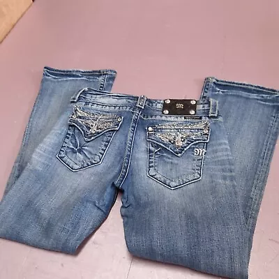 Miss Me Jeans Womens 26x29 Blue Easy Boot Flap Pocket Light Western Denim Pants • $20.98