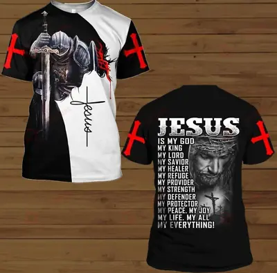 JESUS IS MY GOD MY EVERYTHING ALL OVER PRINTED 3D T-SHIRT Us Size Best Price • $21.48