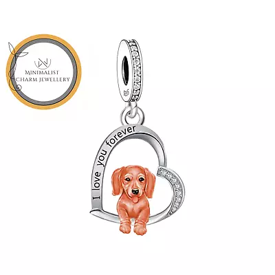 Sausage Dog Charm For Bracelet Dachshund Dog Charm Dog Heart Charm • $33.99