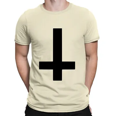 £10.99 • Buy Inverted Cross Mens T-Shirt | Screen Printed Upside Down Gothic Anti Christ