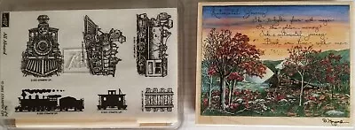 Lot Of 2 Stampin Up! ALL ABOARD & SENTIMENTAL JOURNEY Trains Rubber Stamps • $39.95
