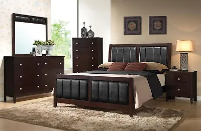 ON SALE - 5 Piece Cherry Brown Queen King Bedroom Set - Modern Furniture IA70 • $1387.91