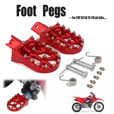 Pit Bike Foot Pegs Dirt Bike Foot Pegs For XR50 CRF50 CRF70 CRF110 XR110 Red • $30.99