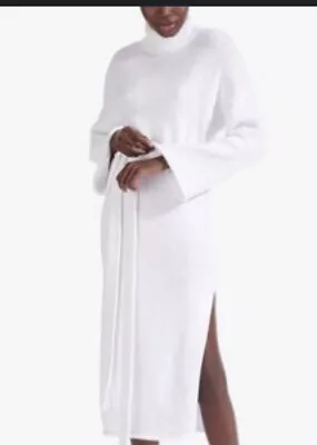 $149 • Buy Staud  Cozy Belted Knit Sweater Dress Ivory Sz S $295