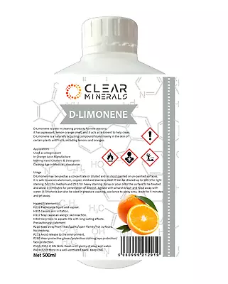 £15.99 • Buy Genuine D-LIMONENE, 500ml, Orange, Citrus Peel, Natural Degreaser, Terpene